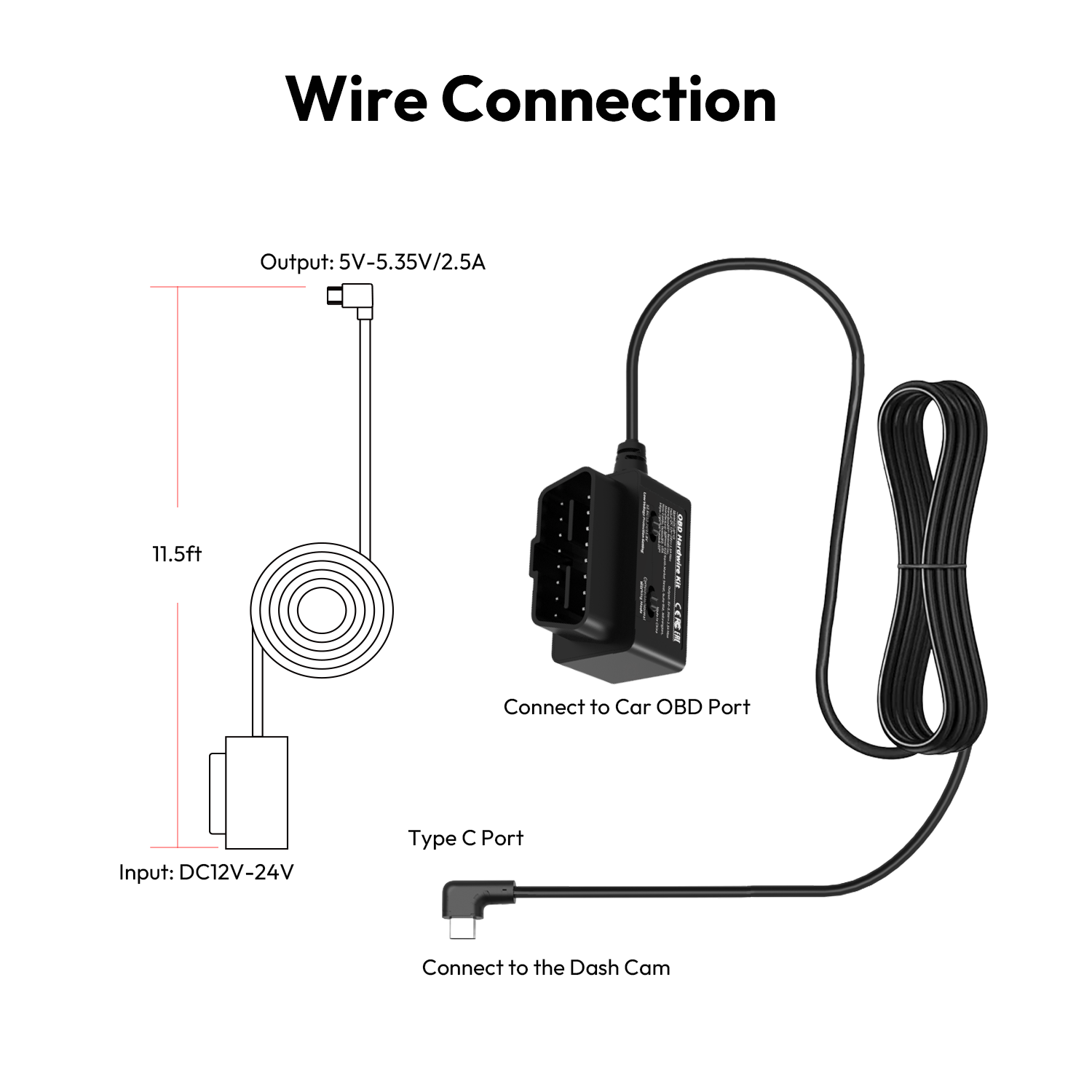 OBD Hardwire Kit for G980H Series Dash Cams