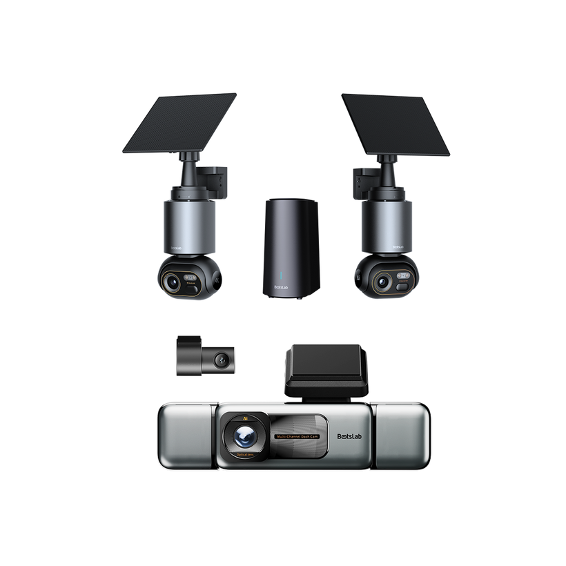 Home & Drive Security Bundle: W510 2-Cam Outdoor Camera + G980H 4-Channel Dash Cam