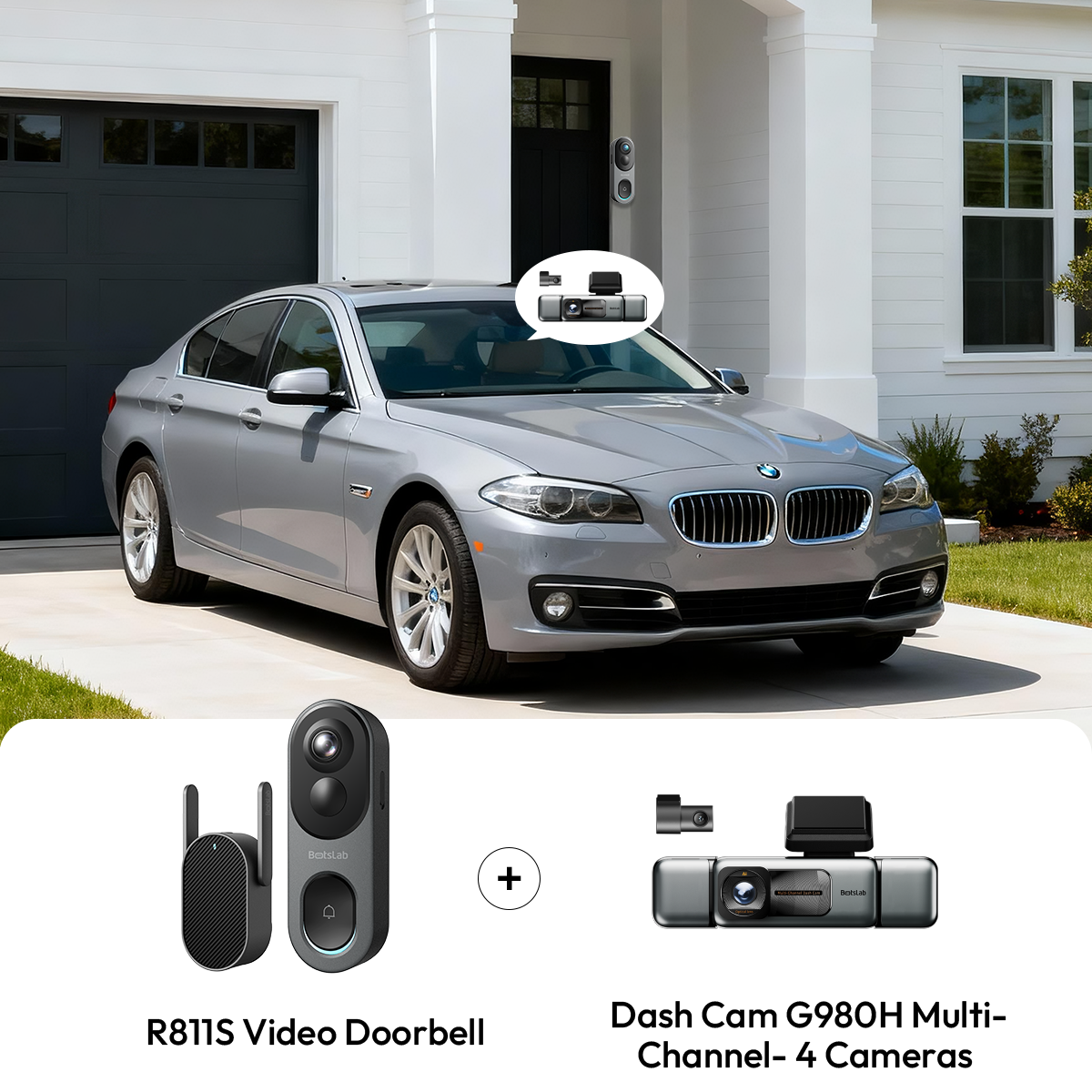 Home & Drive Security Bundle: R811S Video Doorbell + G980H 4-Channel Dash Cam