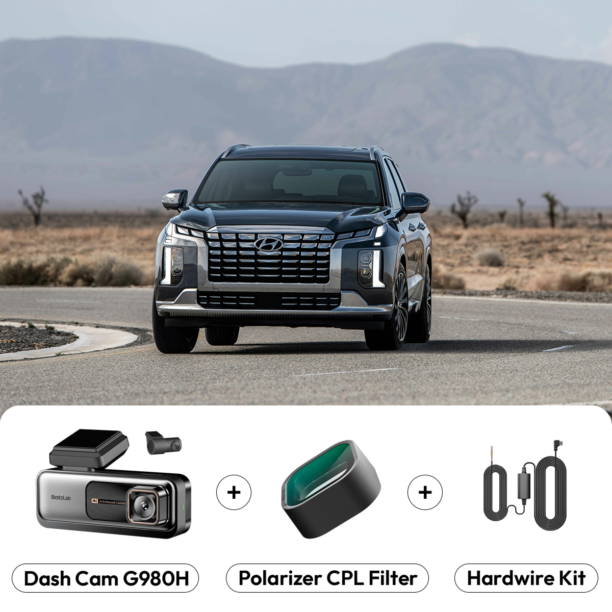 G980H Dash Cam + CPL Filter & Type-C Hardwire