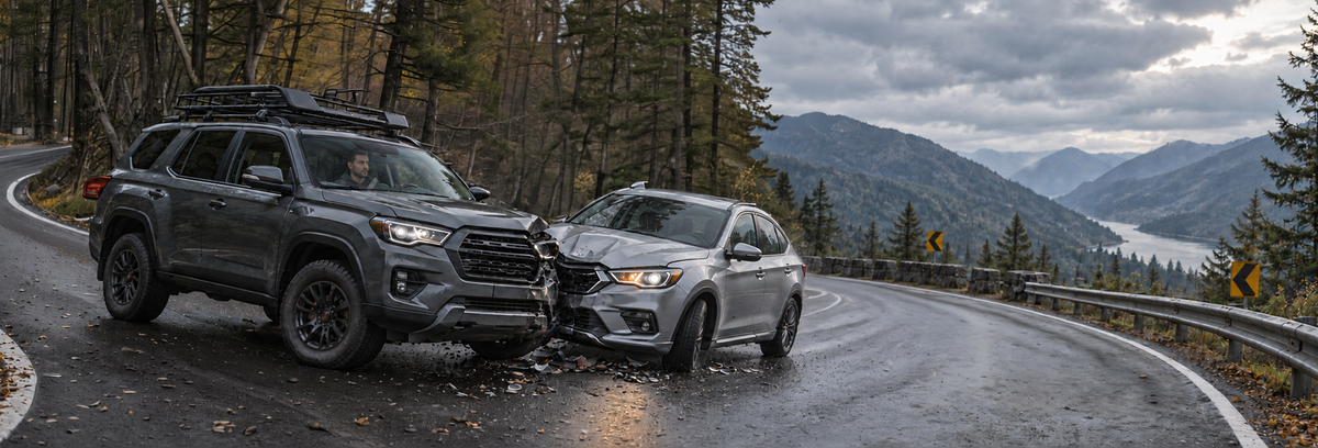 Emergency clip locked after a collision on a mountain road