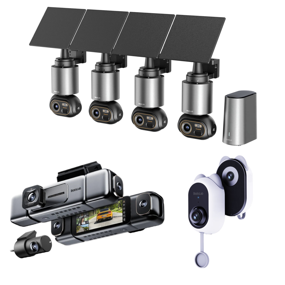 Home & Drive Security Bundle: W510 4-Camera Kit + G980H 4-Camera Dash Cam + W101 Window Camera